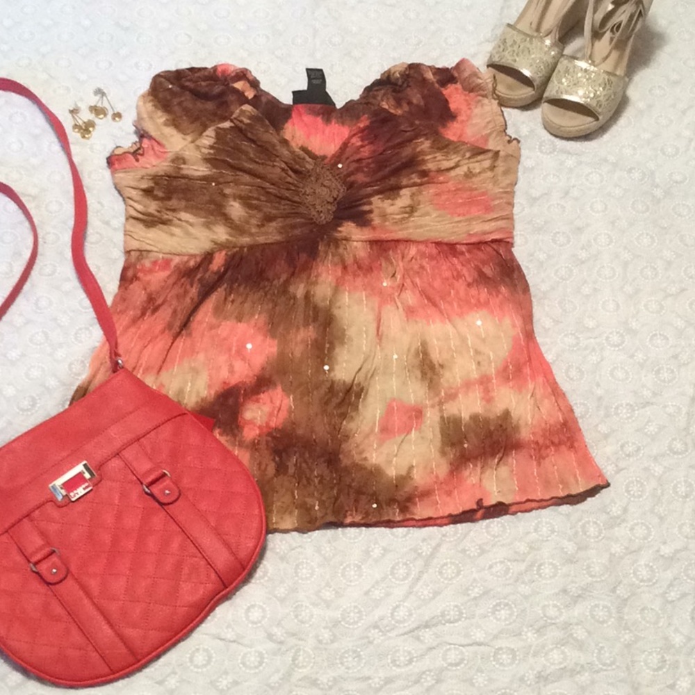 Venezia- brand low shoulder blouse.  Size 14/16